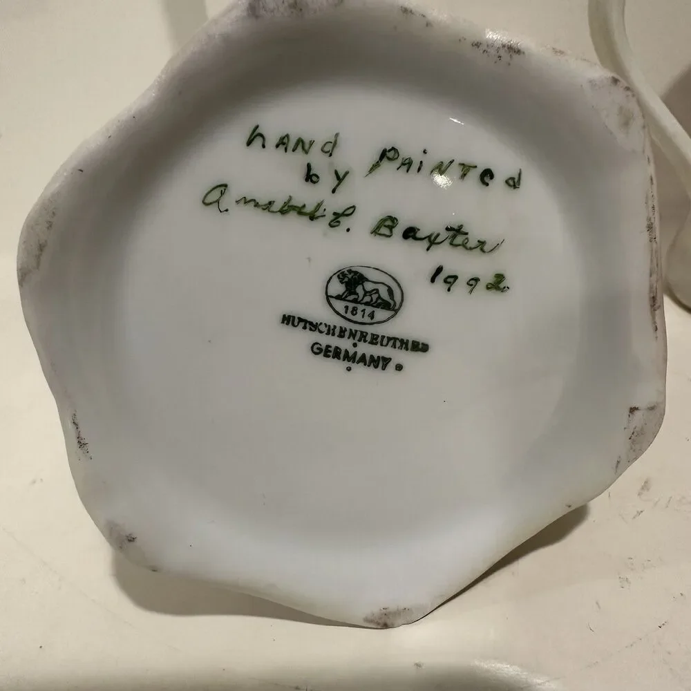 Hutschenreuther Germany Hand Painted Sugar & Creamer Set – Signed 1992 Floral